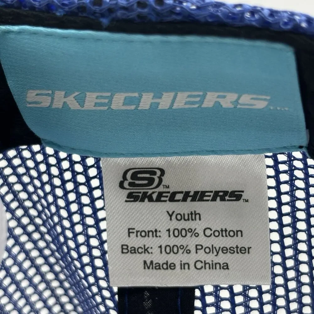 Skechers Youth Monster Trucker Snapback Hat Blue Sequin Eyes Kids Adjustable Cap